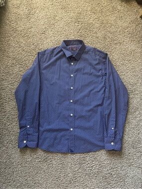 UNTUCKit Ruyilly Mens large Blue Geometric Floral Cotton Button Down Shirt
